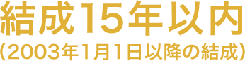 結成15年以内（2003年1月1日以降の結成）